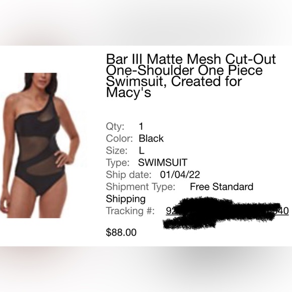 Never worn Bar III mesh off shoulder elegant swimsuit - Picture 3 of 4